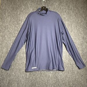 Under Armour Shirt Mens 3XL Blue Coldgear Mock Neck Compression Gym Training